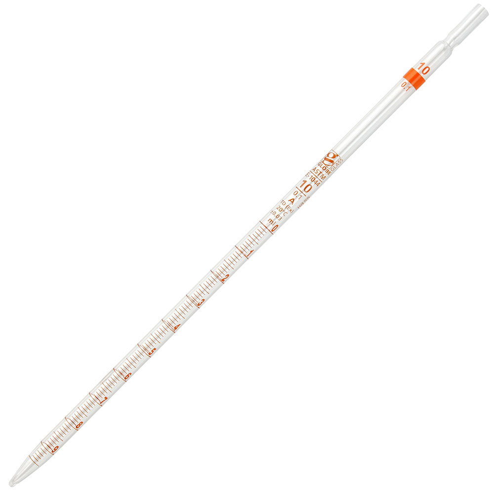 Serological Pipettes, Glass, 10 mL Class A TD — Reusable, 6/Box | Globe Scientific