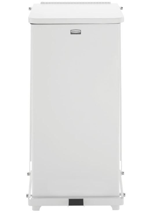 Rubbermaid Defenders Trash Can / 24 gal. White Steel Square