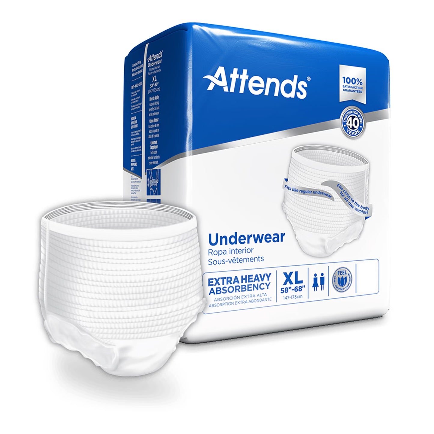 Attends® Care Adult Absorbent Underwear, Heavy Absorbency, White