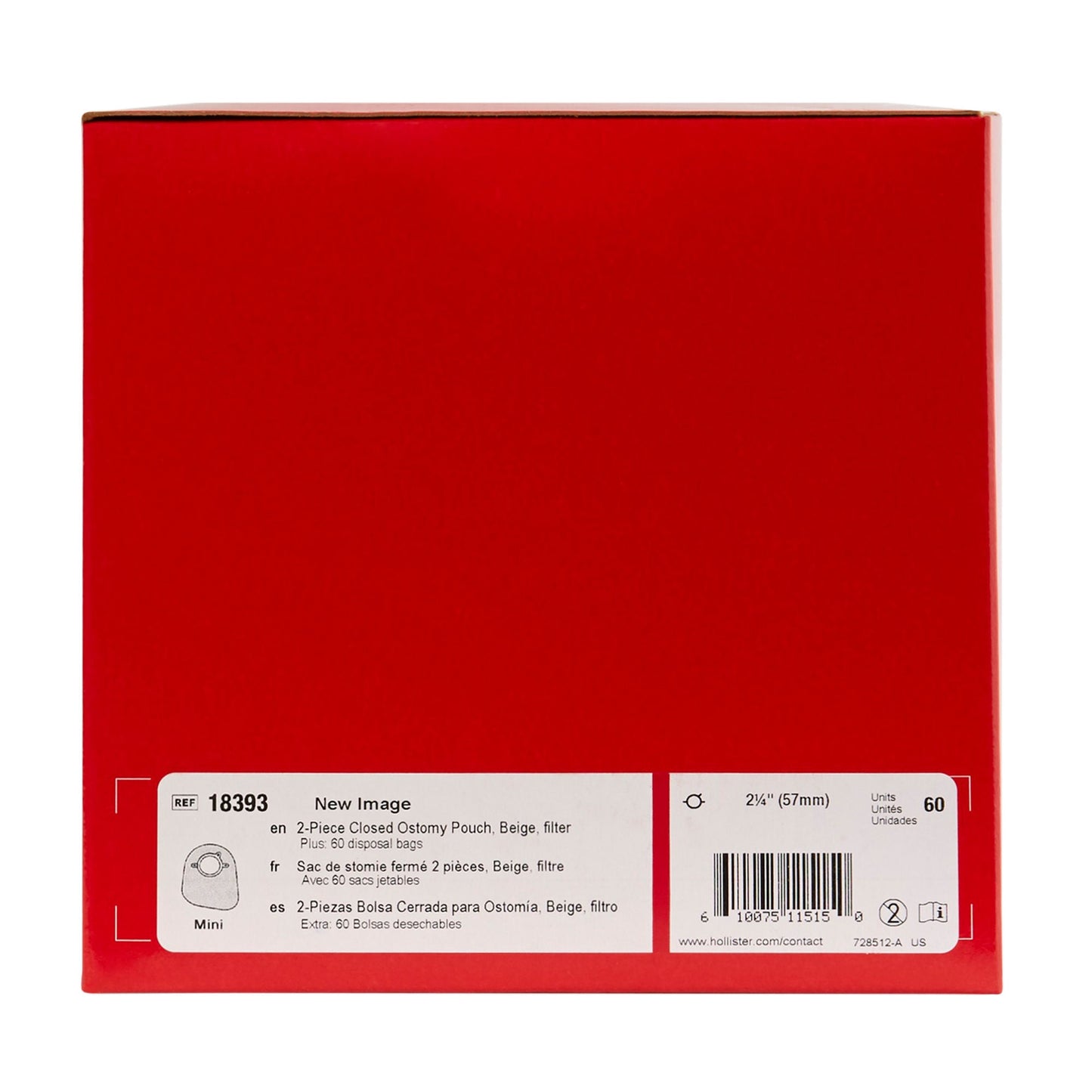 New Image™ 18393 Two-Piece Beige Ostomy Pouch, Pre-cut to Fit , Red Match
