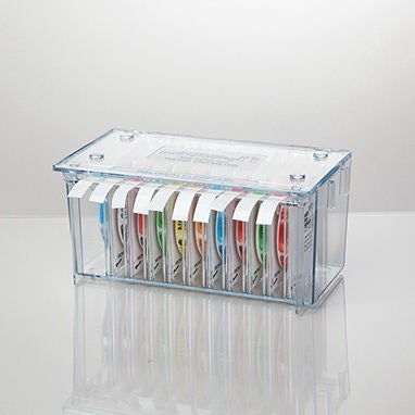 Peel N Go Label Dispenser Desktop Manual Pull Clear Plastic 10 Roll Dispenser For use with Medication Labels