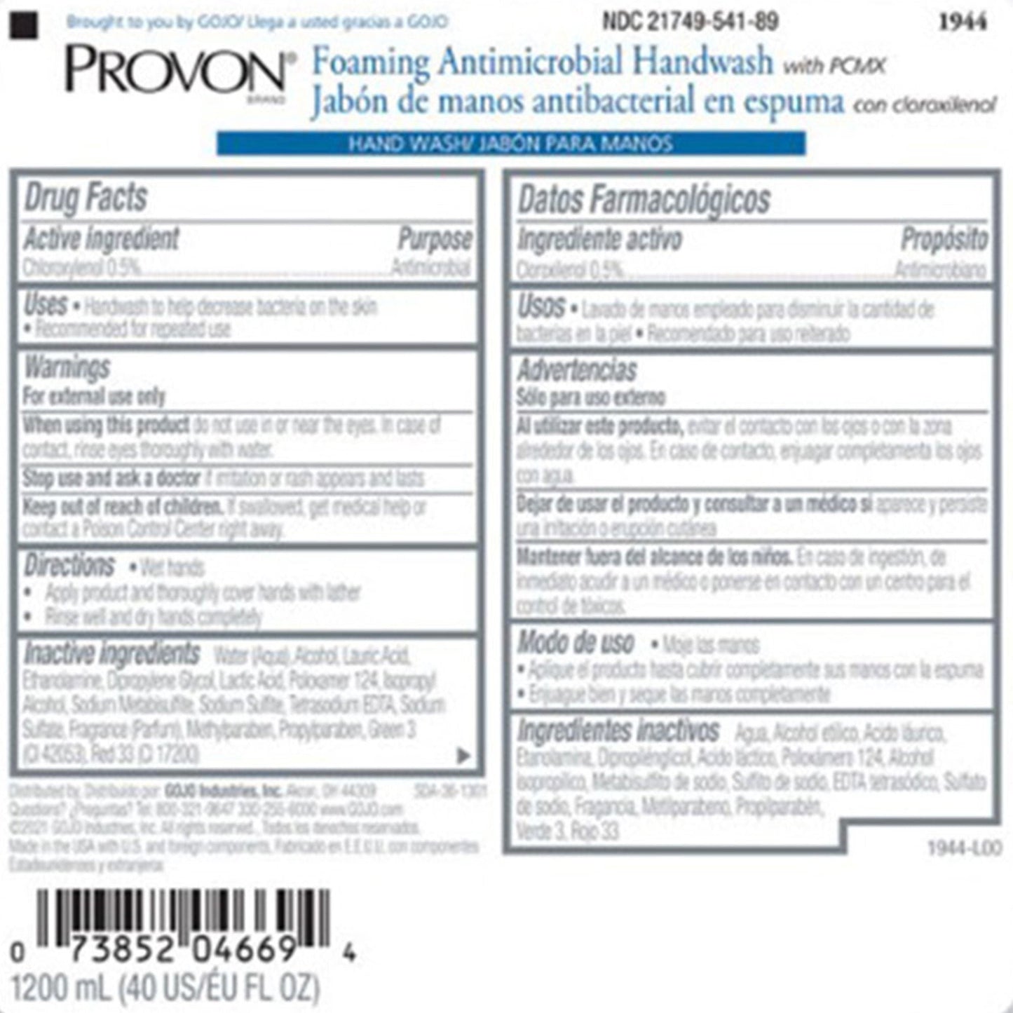 Provon® Foaming Antimicrobial Handwash with PCMX, Refill for LTX-12™ Dispenser