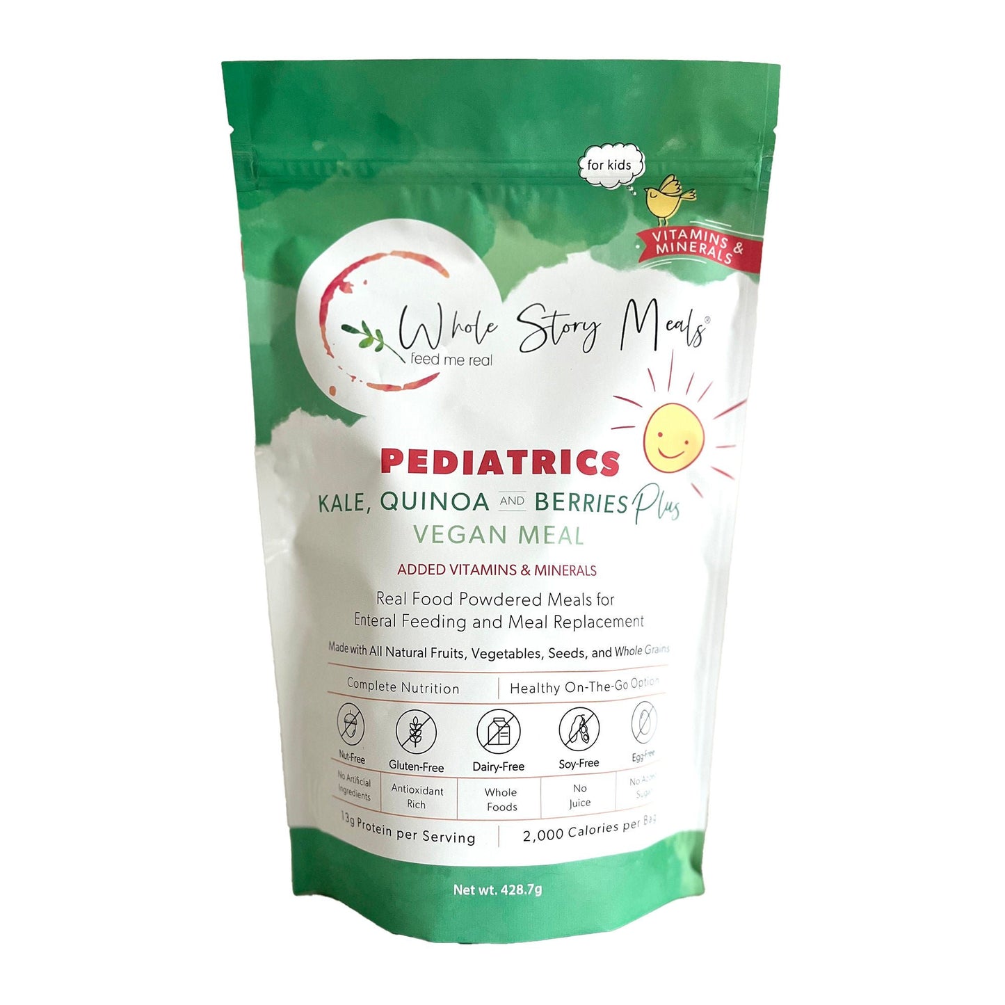 Whole Story Meals Pediatric Oral Supplement Kale / Quinoa / Berries Plus Pouch Powder Protein