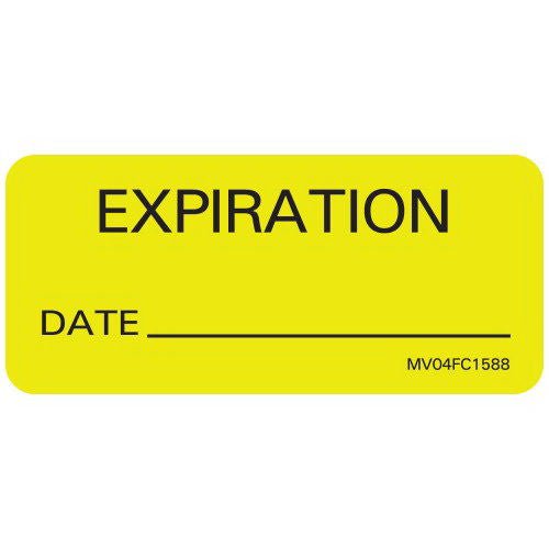 MedVision Pre-Printed Label Auxiliary Label Yellow Paper Expiration Black Quality Control Label