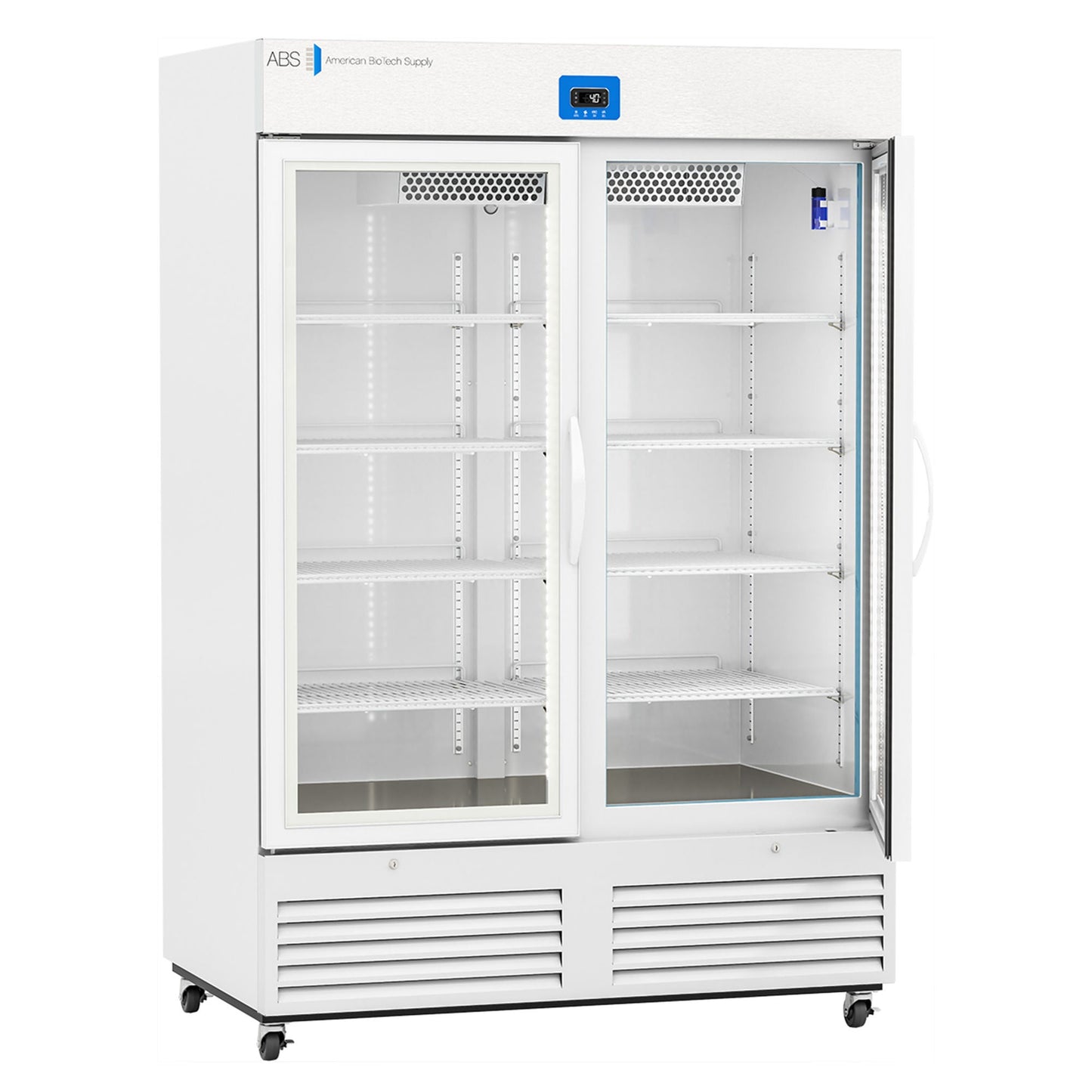 ABS Upright Refrigerator Laboratory Use 49 cu.ft. 2 Glass Swing Door Cycle Defrost