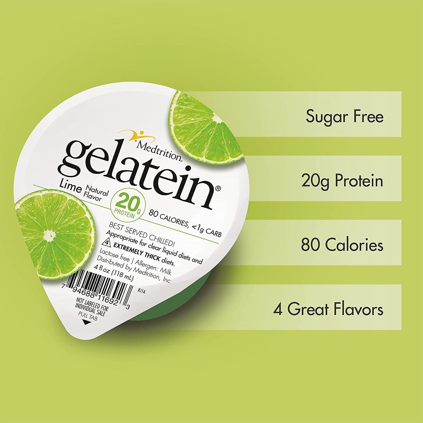 Gelatein Oral Supplement Lime Flavor Gel Cup