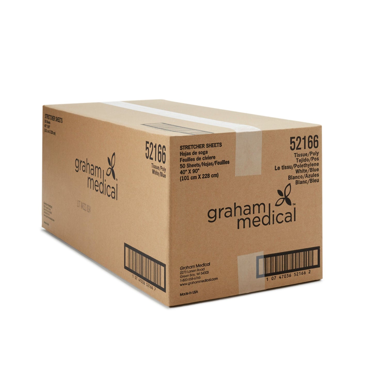 Graham Medical Blue / White Flat Stretcher Sheet
