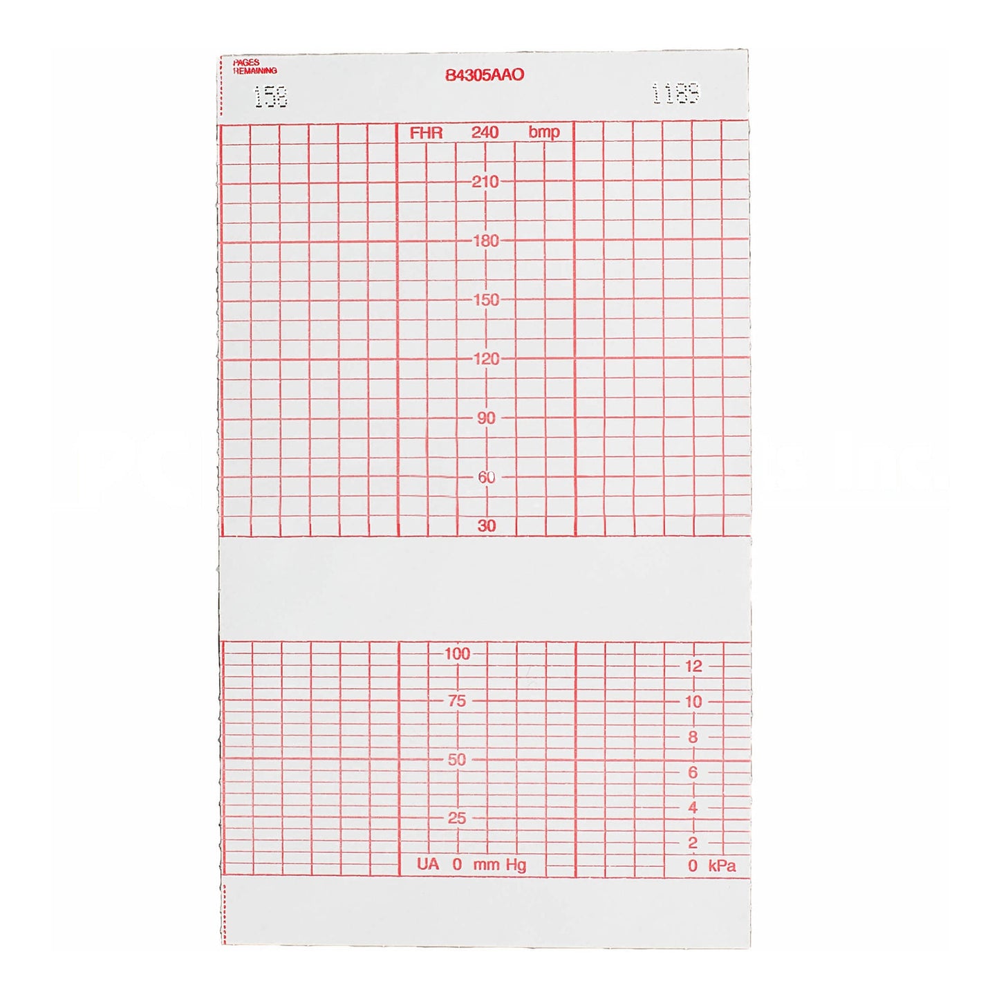Life Trace Recording Chart Paper Z-Fold Red Grid