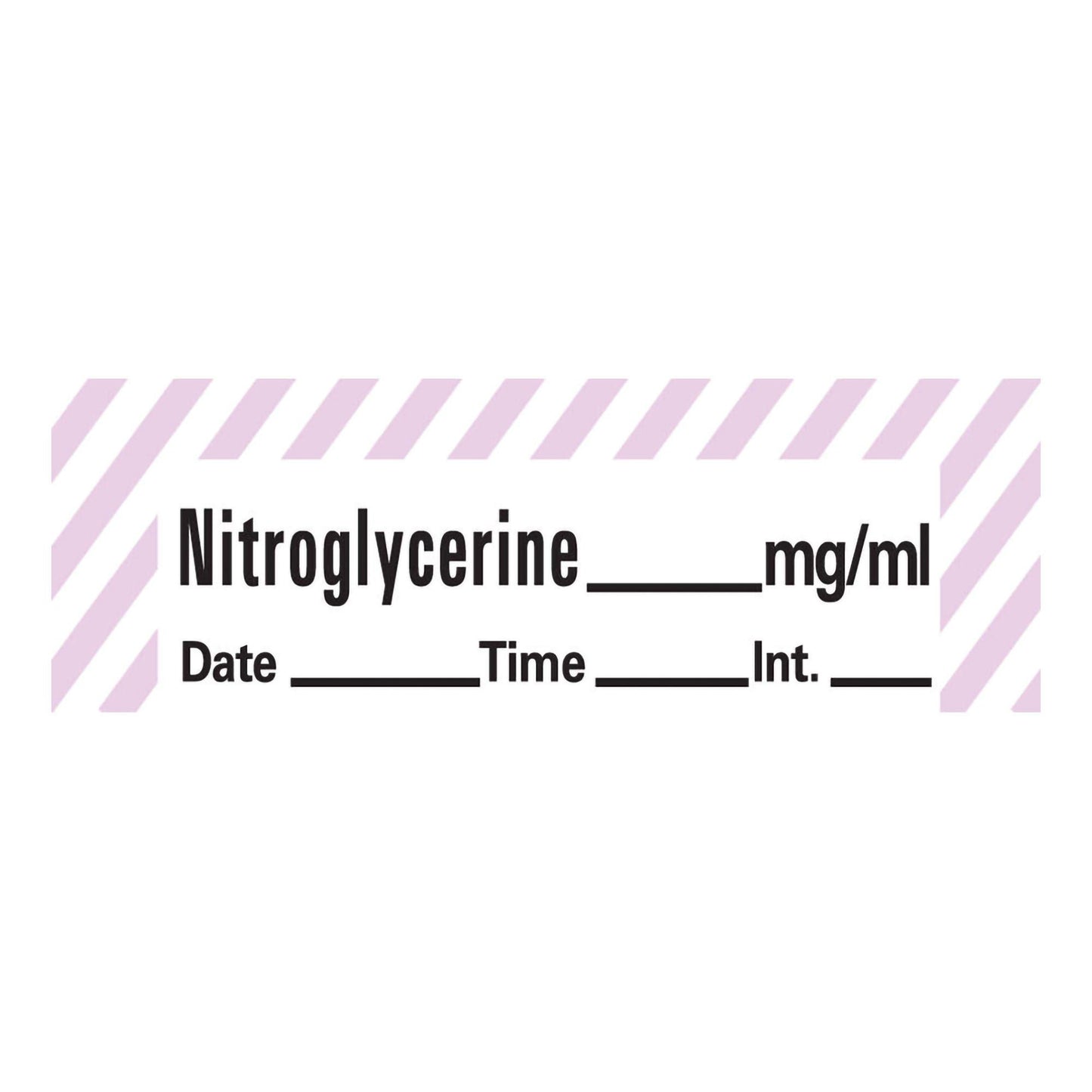 Timemed Drug Label Anesthesia Label Tape Nitroglycerine_mg/mL Date_Time_Int Violet / White
