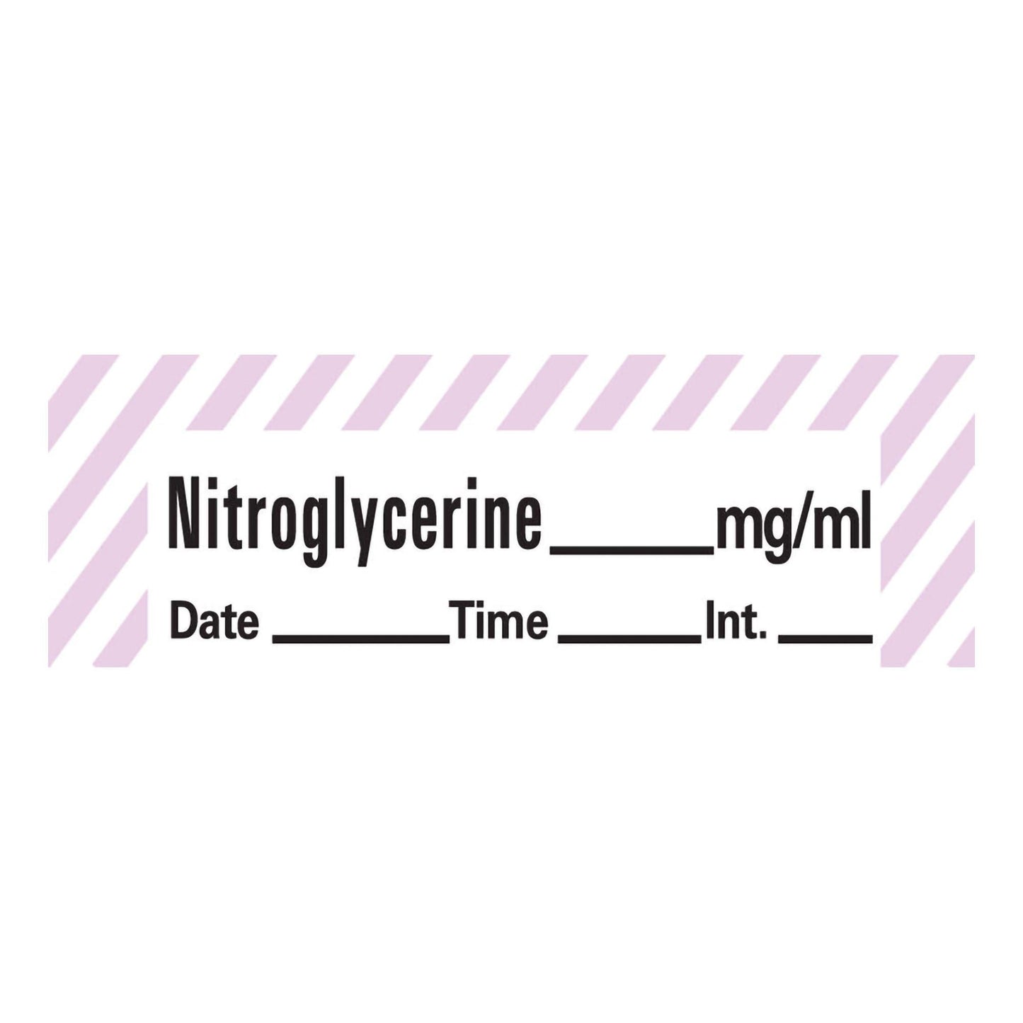 Timemed Drug Label Anesthesia Label Tape Nitroglycerine_mg/mL Date_Time_Int Violet / White