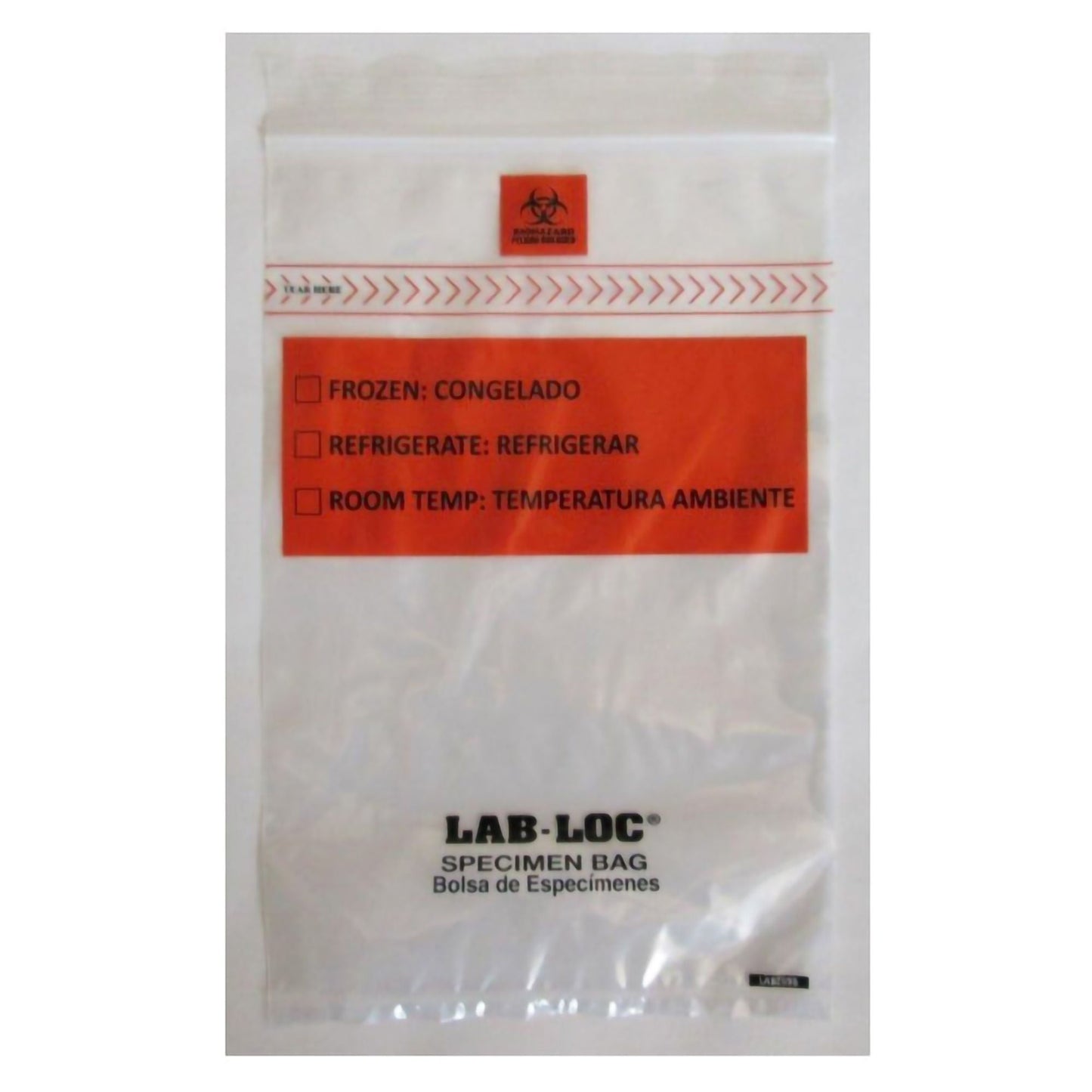 Lab-Loc Specimen Transport Bag with Document Pouch Zip Closure Biohazard Symbol / Storage Instructions