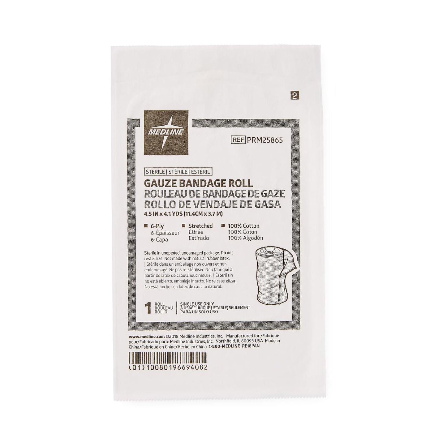Caring® Sterile Fluff Bandage Roll, 6-Ply
