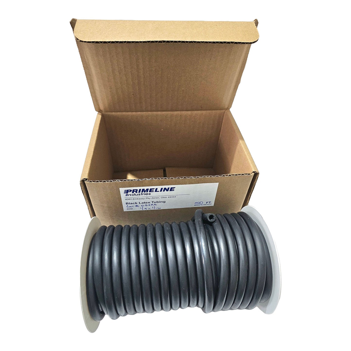 General Use Tubing Black 1/4 Inch I.D. 50 Foot Length Natural Latex Rubber