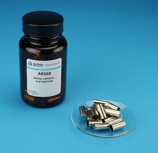 Smooth Wall Nickel Capsule (H= 14.5mm, OD= 7mm) Flat Bottom - Alpha Resources part AR568 (replaces LECO 502-820)