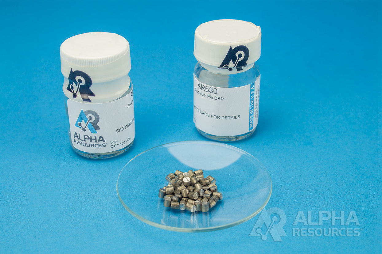 Hydrogen, Oxygen and Nitrogen in Zirconium CRM (H= 0.0026%, O= 0.142%, N= 0.0079%) - 0.1g Pin - Alpha Resources part AR630