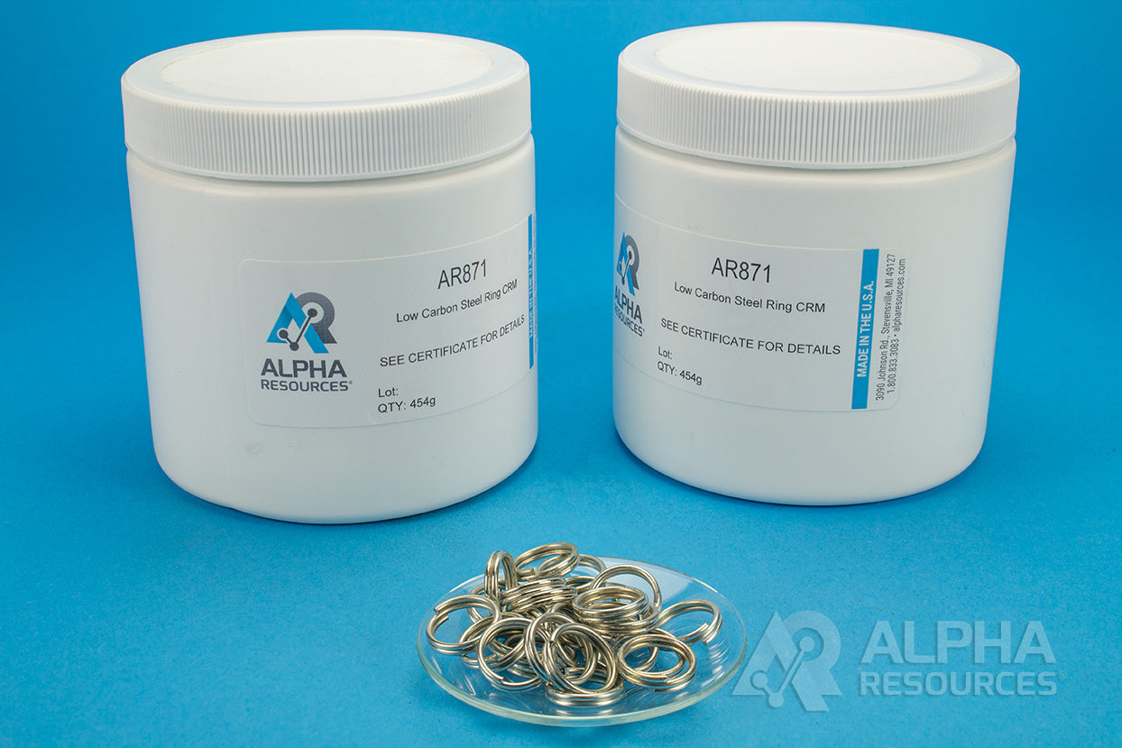 SOLD OUT: Carbon and Sulfur CRM (C= 0.0617% S= 0.0243%) - 1g Ring - Alpha Resources part AR871 (replaces LECO 501-502)