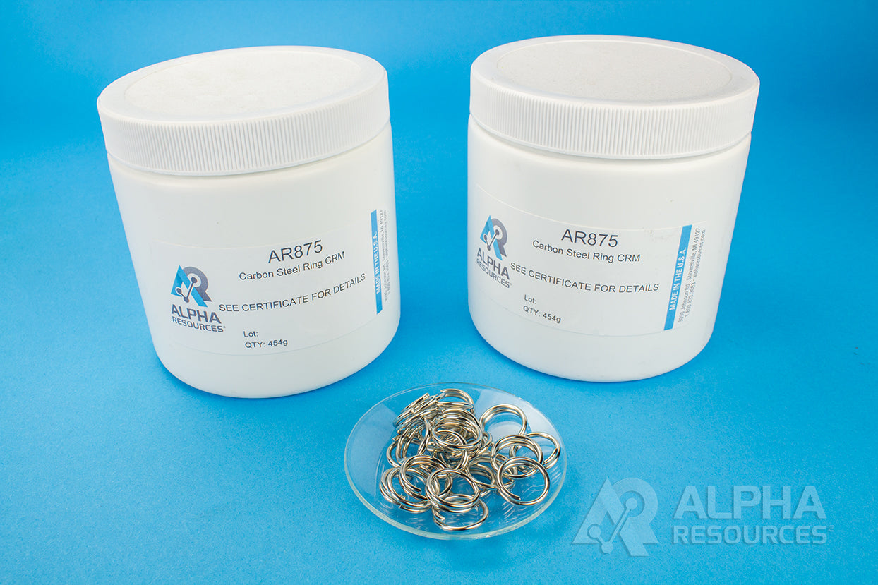 Carbon and Sulfur CRM (C= 0.791% S= 0.0120%) - 1g Ring - Alpha Resources part AR875 (replaces LECO 501-506)