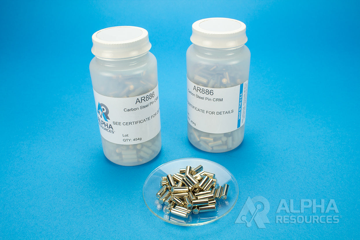 Carbon and Sulfur CRM (C= 0.727% S= 0.022%) - 1g Steel Pin - Alpha Resources part AR886 (replaces LECO 501-678)