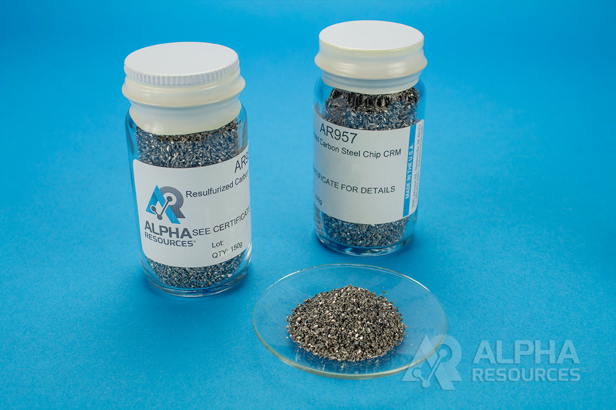 Carbon, Sulfur and Nitrogen Steel Chip CRM (C= 0.175%, S= 0.108%, N= 0.0113%) - Alpha Resources part AR957 (replaces ELTRA P92400-4010)