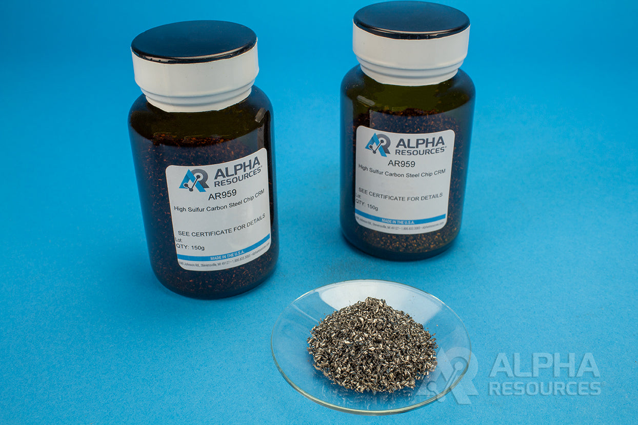 High Sulfur Carbon Steel Chip CRM (C= 0.475%, S= 0.367%, N= 0.0083%) - Alpha Resources part AR959