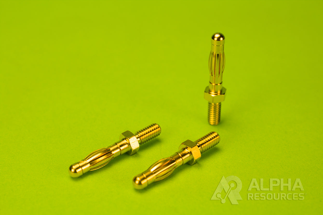 Male Gold Banana Plug - Alpha Resources part ARS41955 (replaces Thermo Fisher Scientific A041955)