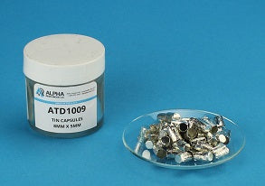 Pressed Tin Capsule (H=8mm, D=5mm) - Alpha Resources part ATD1009 (replaces Costech 041061)