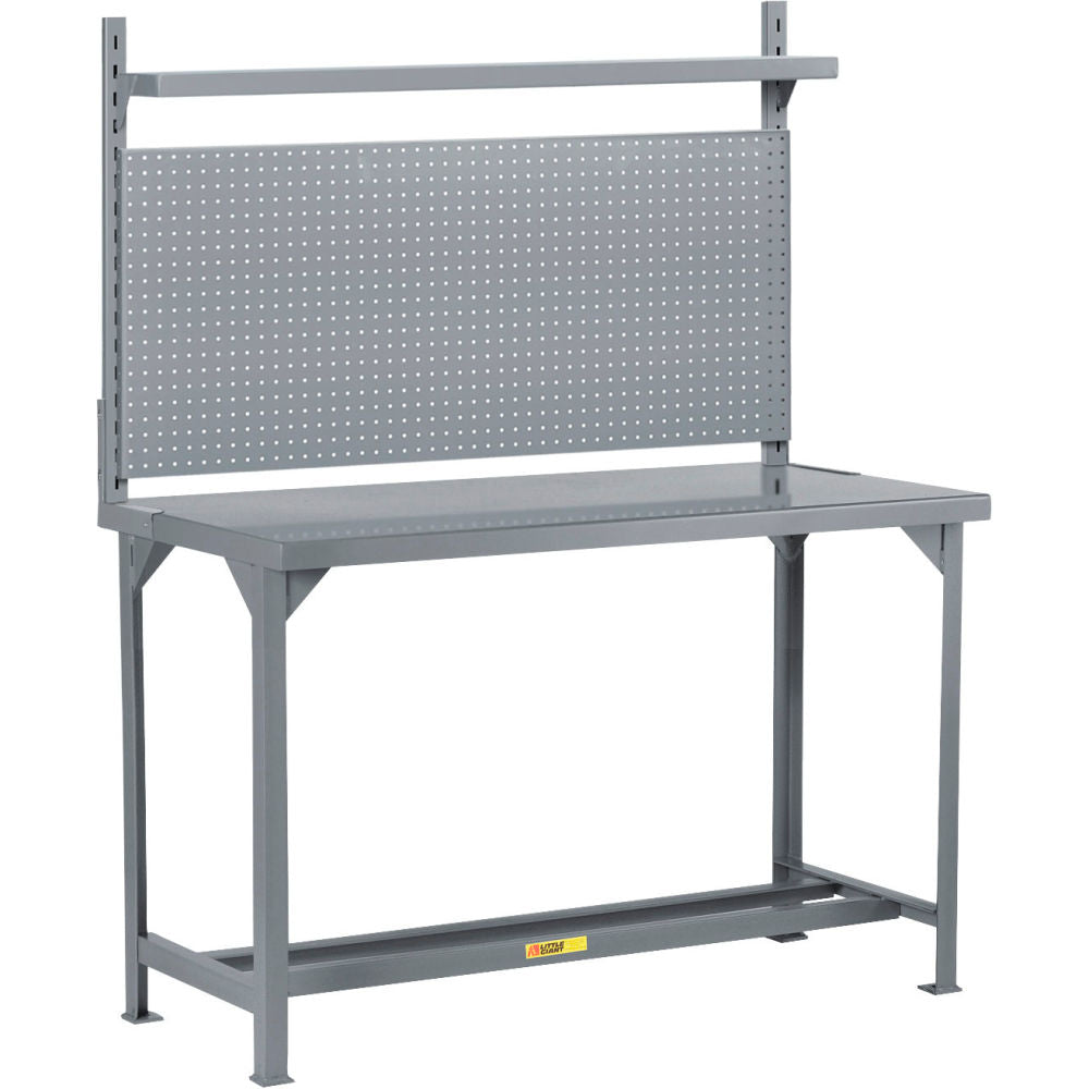 Little Giant Heavy-Duty Packaging Table with Pegboard Panel, Open Base, Shelf, 48"W x 24"D