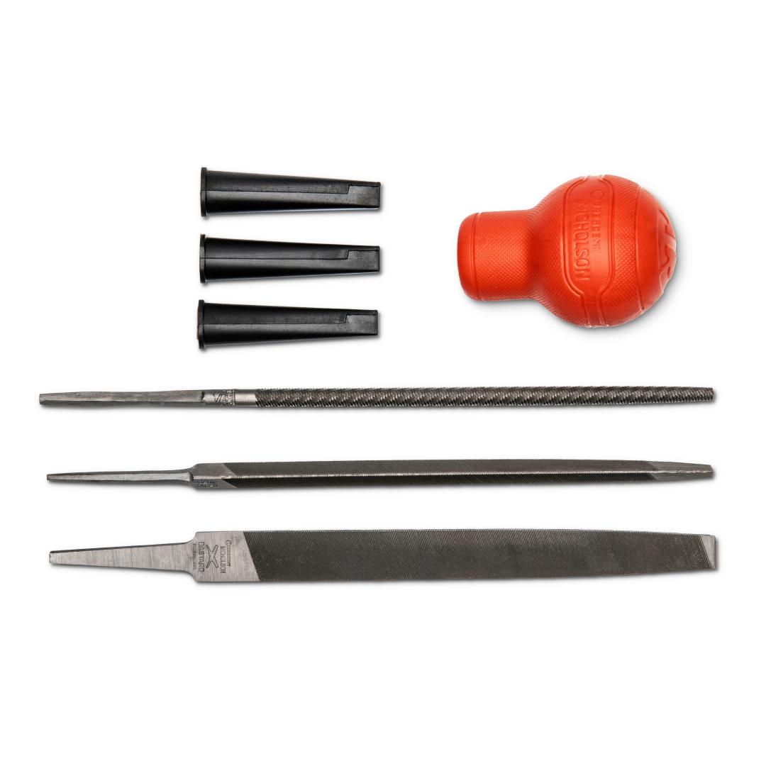 Crescent 7 Piece File Set with Short Round File Handle FLSTGL6
