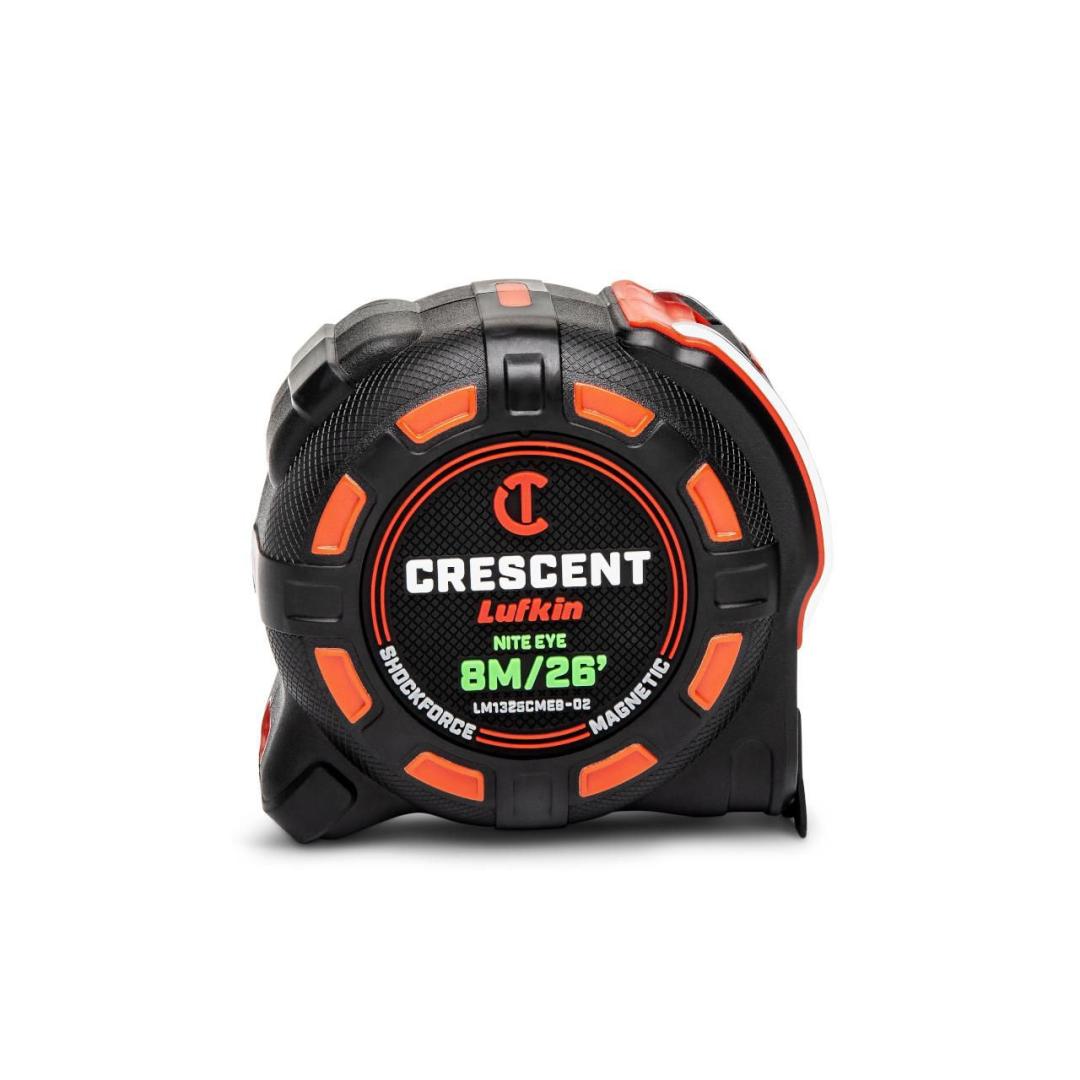 Crescent 1-1/4" x 8 M/26' SHOCKFORCE NITE EYE™ Magnetic Tape Measure LM1325CMEB-02