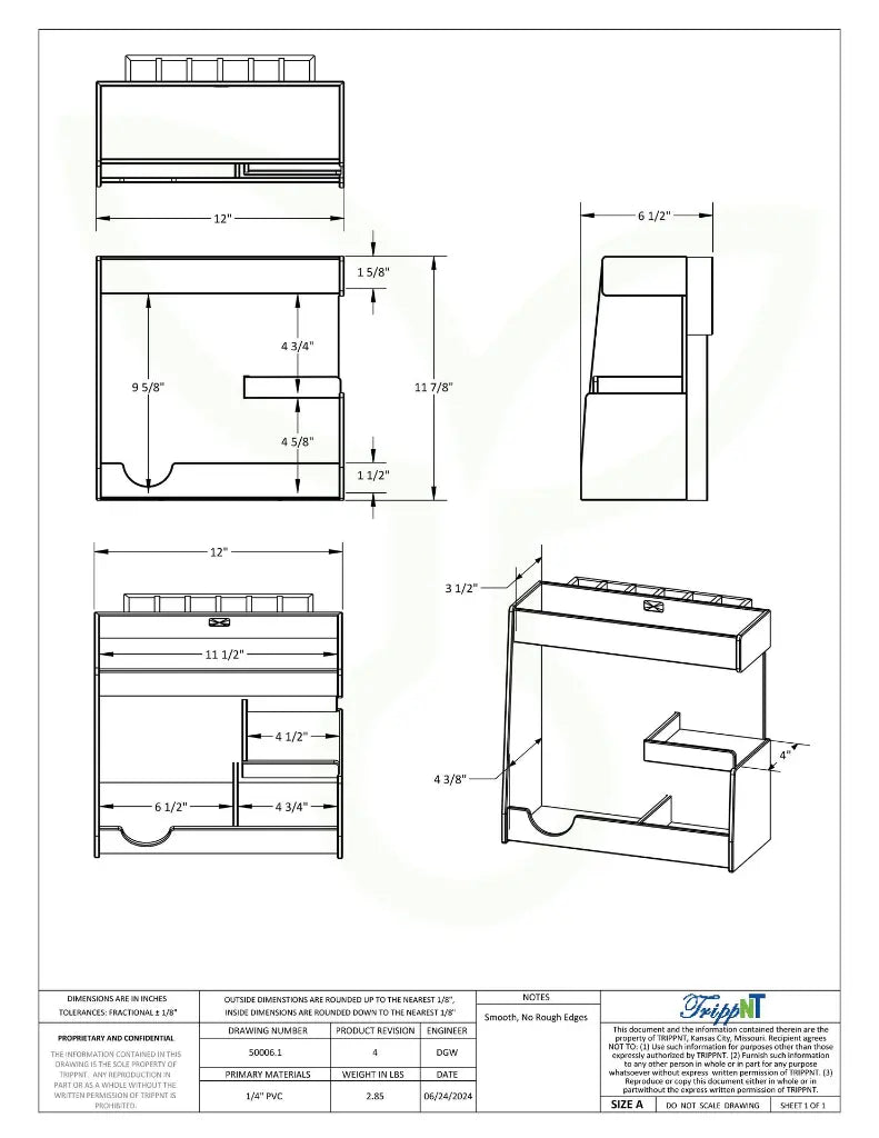 TrippNT pH Meter Workstation | PVC Calibration Organizer & Spill Containment 50006