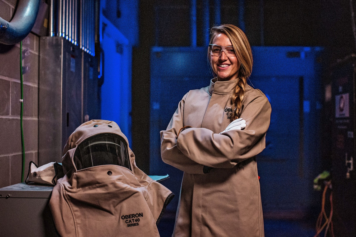Oberon CAT 40 Cal Arc Flash Hood and Coverall Suit Set