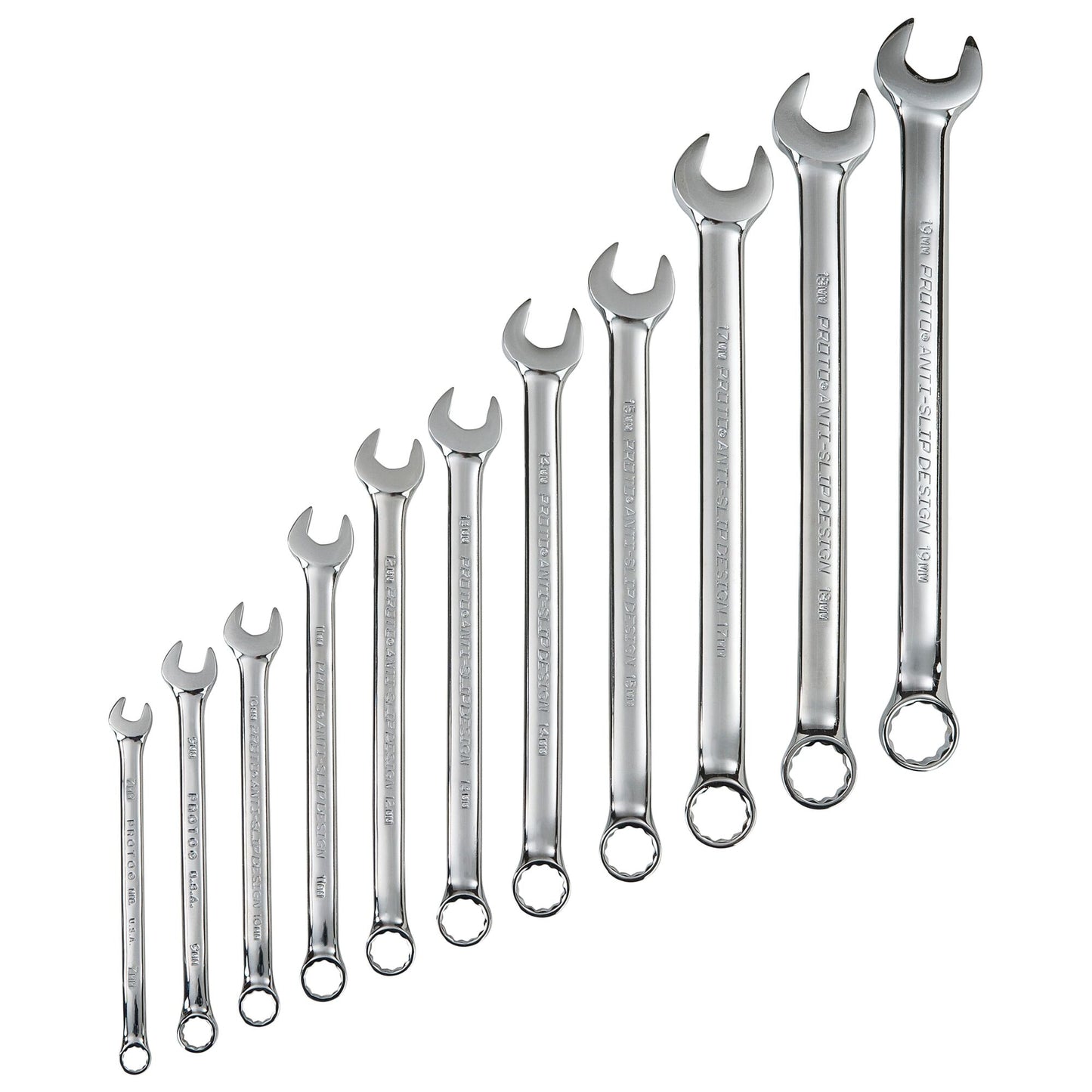 Proto J1200HM11T5 — 12-Point Full Polish Metric Combination Wrench Set (11 pc.) J1200HM11T5