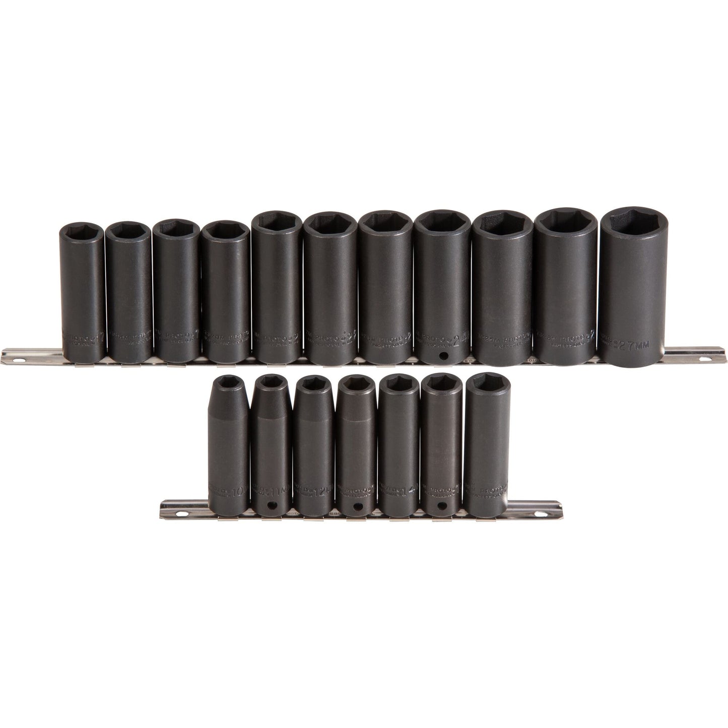Proto J72149M — 1/2 in. Drive 6-Point Metric Deep Impact Socket Set (18 pc.) J72149M