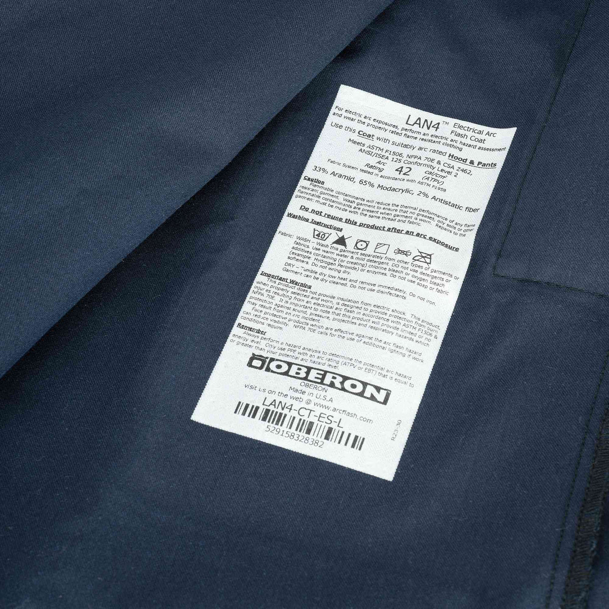 Oberon LAN 40 Cal Arc Flash Hood, Coat, and Bib Suit Set w/ Escape Strap