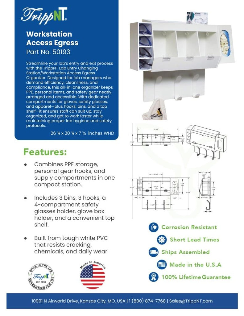 TrippNT 50193 Lab Entry Changing Station - Cleanroom Gowning Vestibule Lifestyle Shot