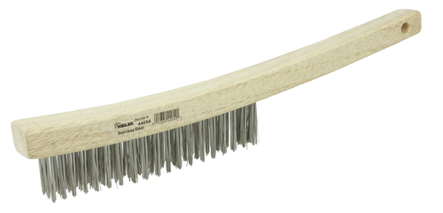 Weiler Hand Wire Scratch Brush, .012 Stainless Steel Fill, Curved Handle