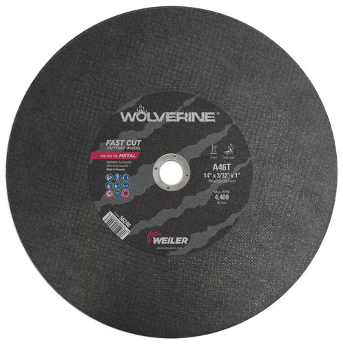 Weiler Wolverine Type 1 Large Cutting Wheel, A46T 56240 — Box of 10