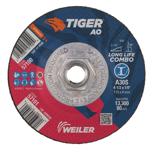 Weiler TIGER AO Type 27 Cut/Grind Combo Wheel