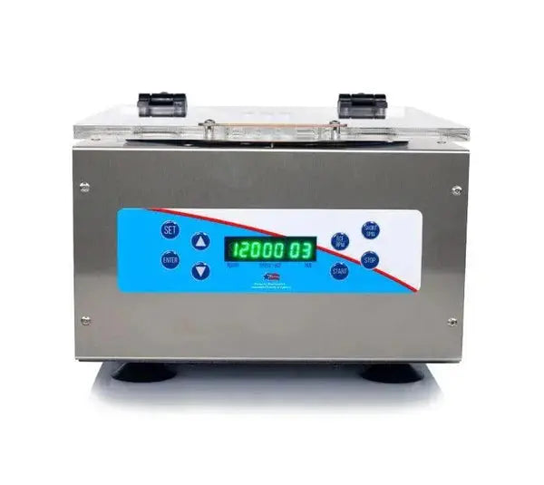 LW Scientific MMC-12MD-02T1 digital microhematocrit centrifuge PCV with 12,000 RPM motor, all-metal construction, and digital LCD display for veterinary and clinical diagnostics