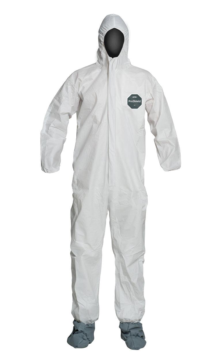 DuPont™ ProShield® 50 NB122S-WH Hooded Coverall with Attached Boots — Case of 25