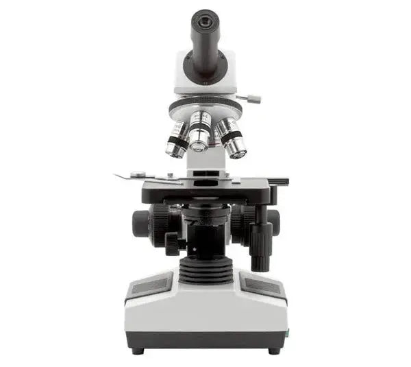 LW Scientific R3M-MN4A-DAL3 medical grade microscope LED with monocular head, DIN achromatic objectives, and mechanical stage for physician clinics and veterinary laboratories