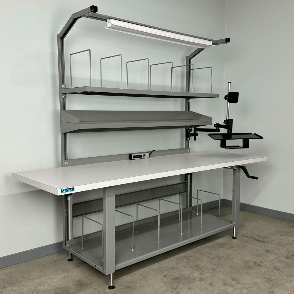 Stackbin Packing Workbench #3, 1-3/4" ESD Laminate Top, 96"W x 30"D, Gray