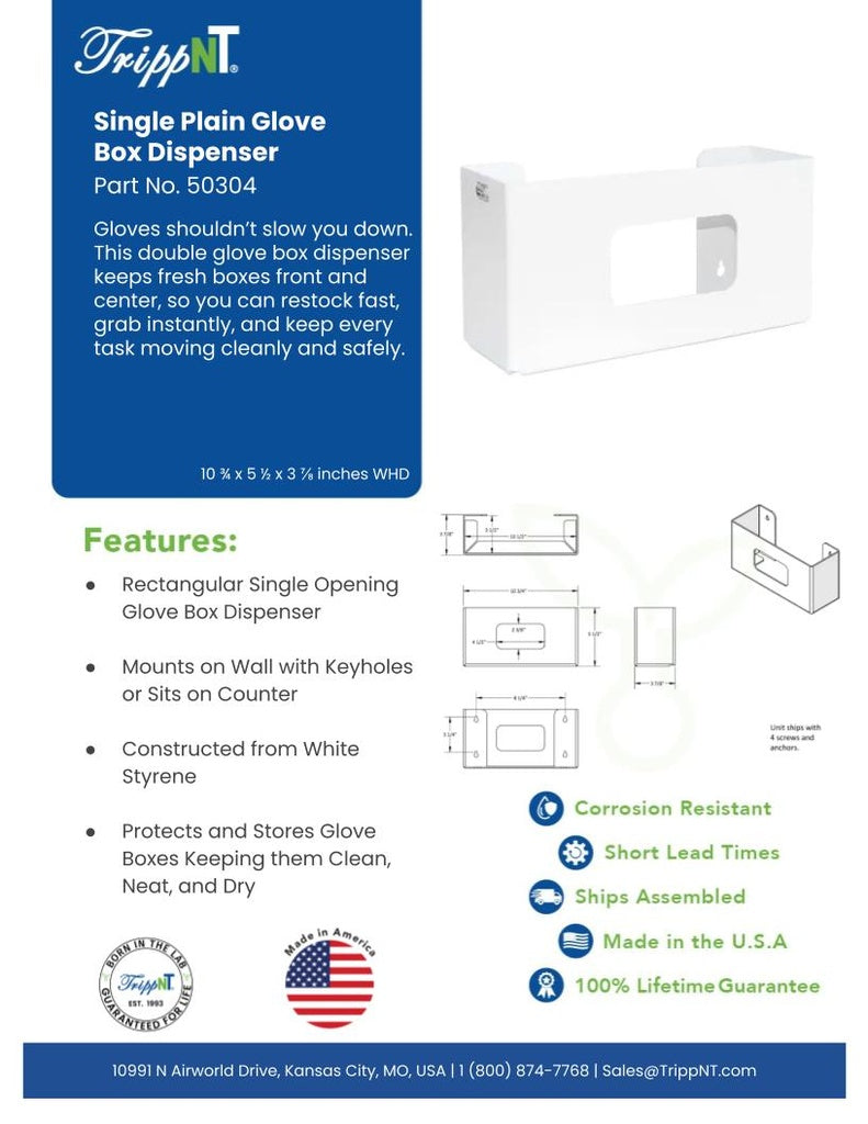 TrippNT 50304 Priced Right Single Plain Glove Box Dispenser - Clinical Wall Installation Lifestyle Shot