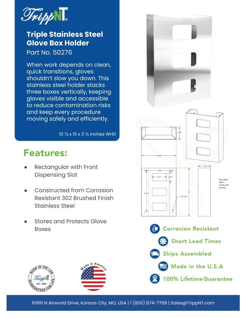 TrippNT 50276 — laboratory in-use view with 3 glove boxes loaded in wet lab environment