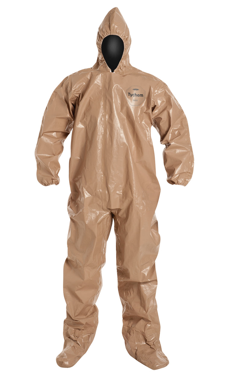 DuPont™ Tychem® 5000 C3122T-TN Hooded Coverall with Attached Socks — Case of 6