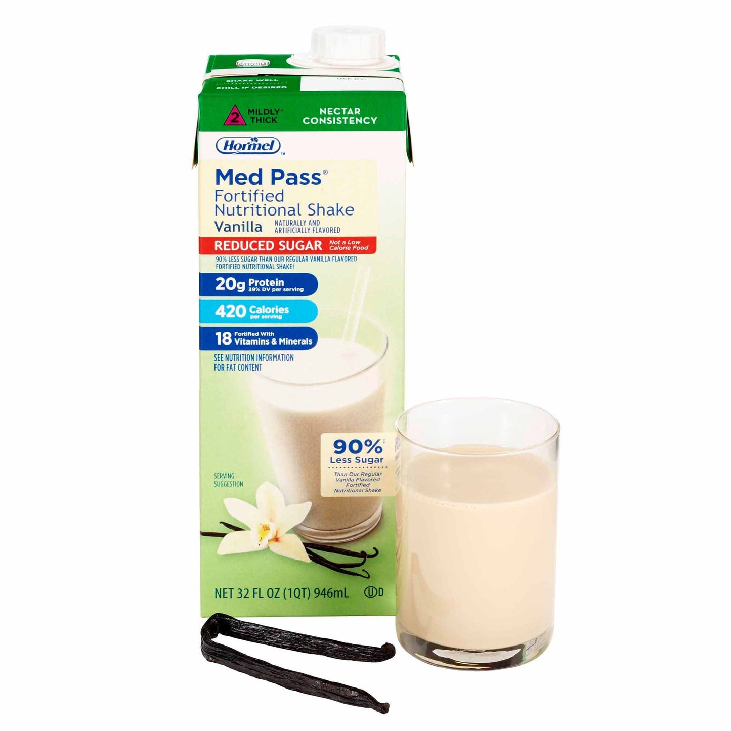 Med Pass® Reduced Sugar Vanilla Fortified Nutritional Shake, carton