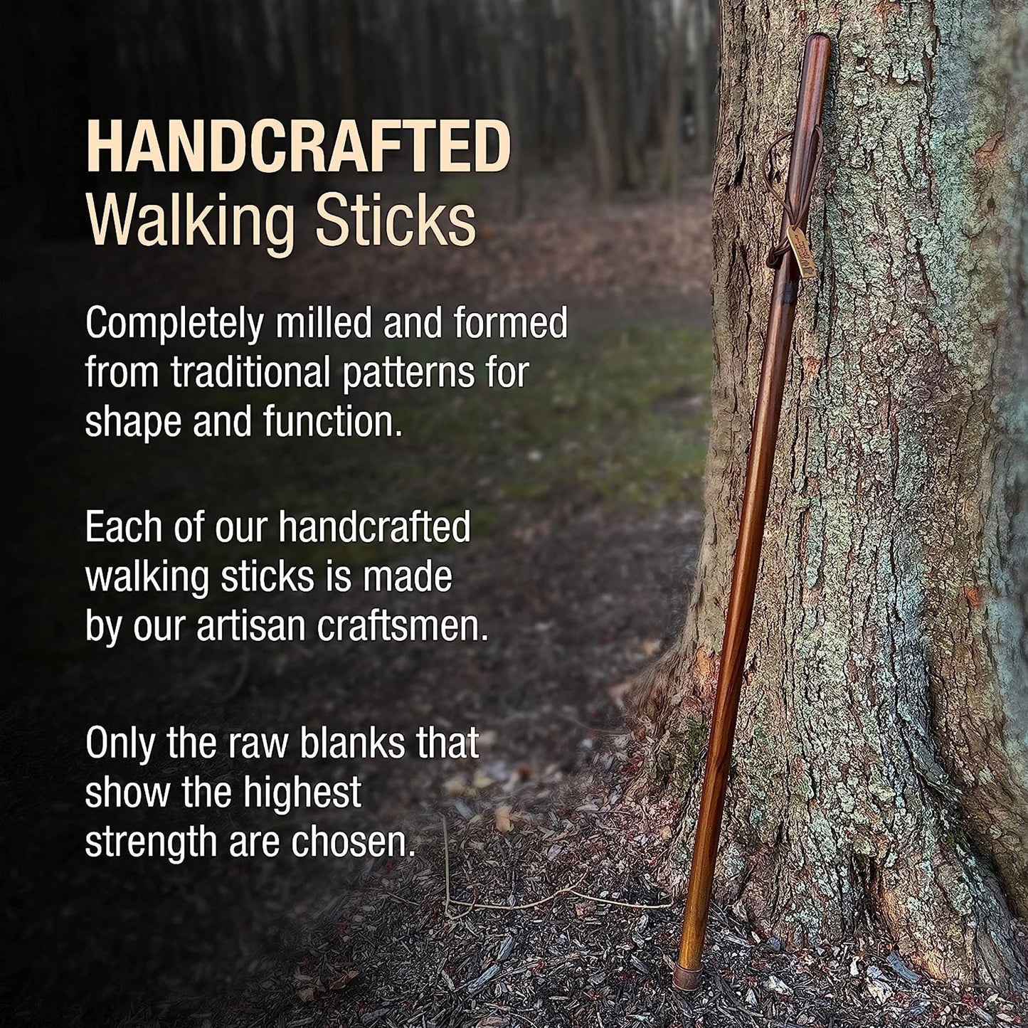 Brazos™ Traditional Straight Pine Handcrafted Walking Stick, 55-Inch, Brown