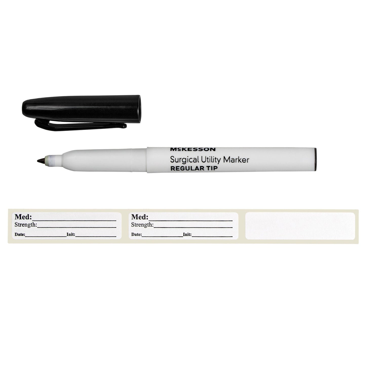 McKesson Medical Utility Marker with Labels Permanent Black Ink Sterile Full Size Regular Tip – Box of 50