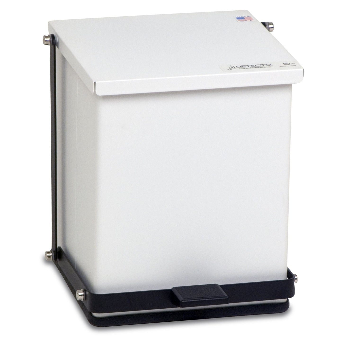 Detecto Trash Can / 4 gal. White Stainless Steel Square