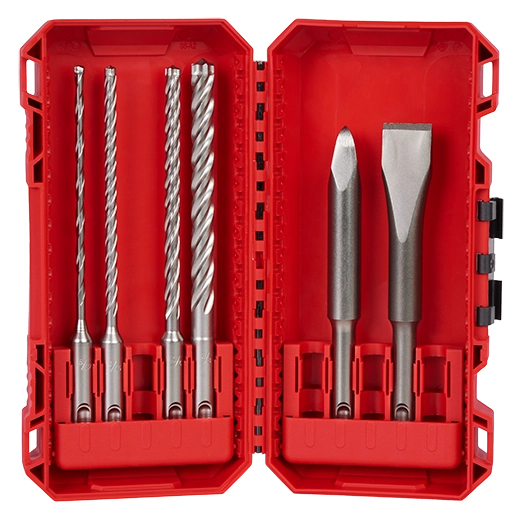 Milwaukee 6 PC SDS Plus MX4 4-Cutter & Chisel Kit 48-20-7351